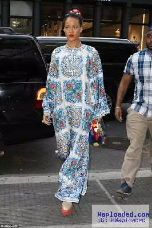 Photos: Rihanna steps out in blue Kaftan-like gown